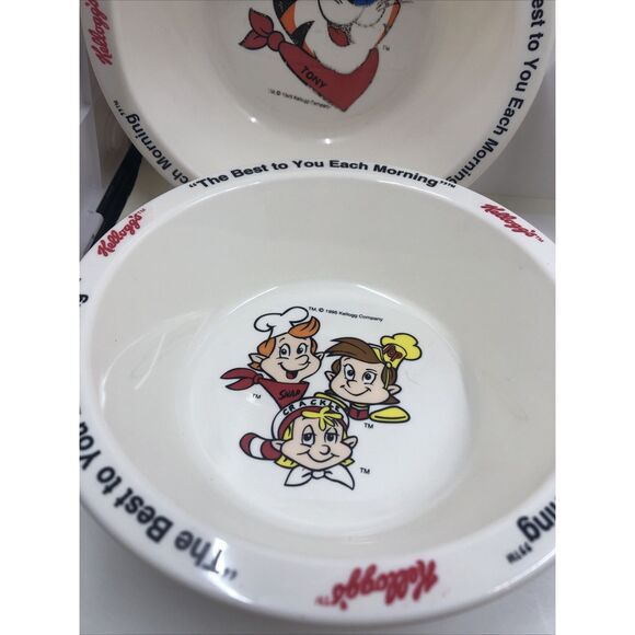 Kellogg's 1995 Cereal Bowls Set of 4. Tony The Tiger, Toucan Sam,  Rice Krispie - Picture 3 of 16
